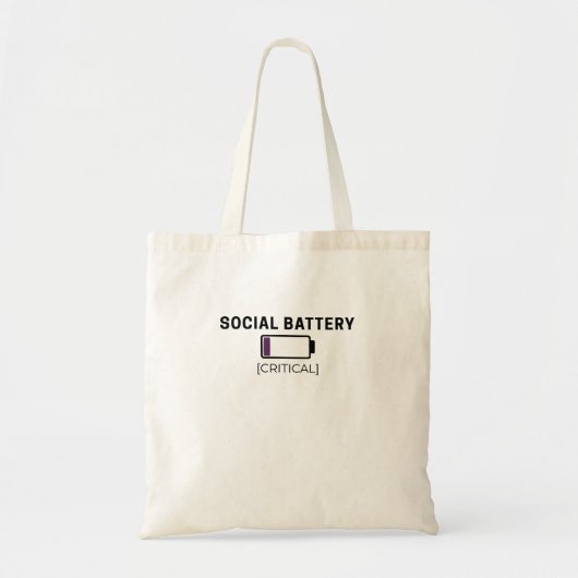 Minimalist Social Battery Low Typography  トートバッグ (正面)