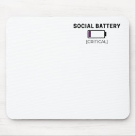 Minimalist Social Battery Low Typography  マウスパッド