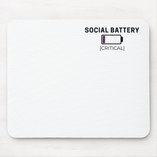 Minimalist Social Battery Low Typography  マウスパッド (正面)