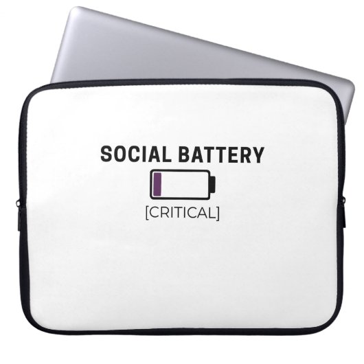 Minimalist Social Battery Low Typography 15" ラップトップスリーブ (正面)