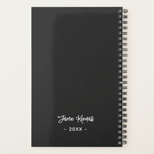 Minimalist Soft Black Personalized Script Photo プランナー手帳 (裏面)