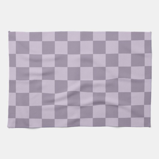 Minimalist Soft Lavender Checkerboard Pattern  キッチンタオル (横)