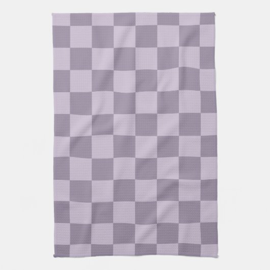 Minimalist Soft Lavender Checkerboard Pattern  キッチンタオル (縦)