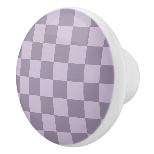 Minimalist Soft Lavender Checkerboard Pattern  セラミックノブ (右)