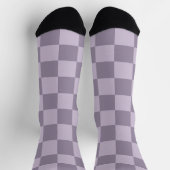 Minimalist Soft Lavender Checkerboard Pattern  ソックス (上部)