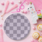 Minimalist Soft Lavender Checkerboard Pattern  ペーパープレート (パーティー)