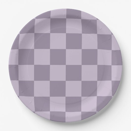 Minimalist Soft Lavender Checkerboard Pattern  ペーパープレート (正面)