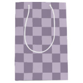 Minimalist Soft Lavender Checkerboard Pattern  ミディアムペーパーバッグ (正面)