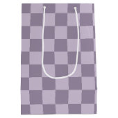 Minimalist Soft Lavender Checkerboard Pattern  ミディアムペーパーバッグ (裏面)