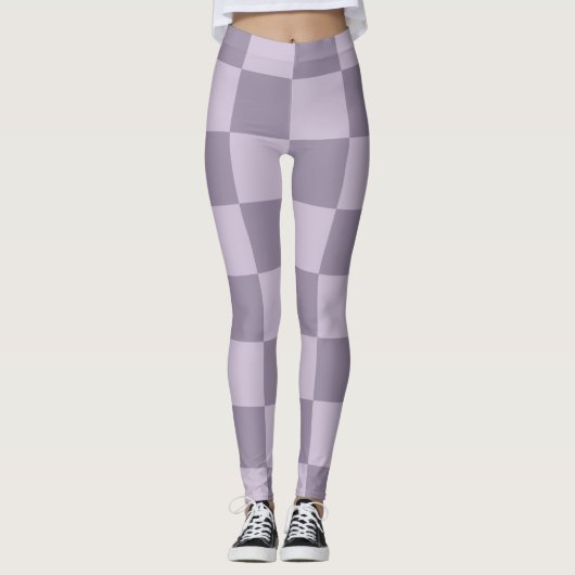Minimalist Soft Lavender Checkerboard Pattern  レギンス (正面)