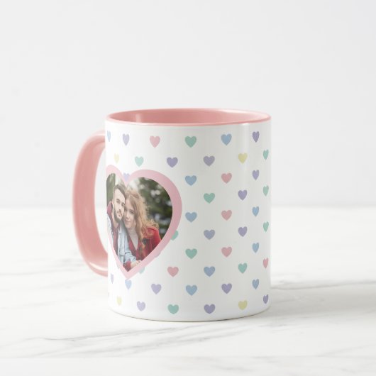 Minimalist Soft Pastel Heart 2 Photo Personalized  マグカップ (正面左)