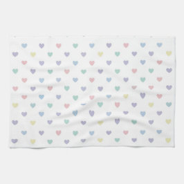 Minimalist Soft Pastel Heart Pattern   キッチンタオル