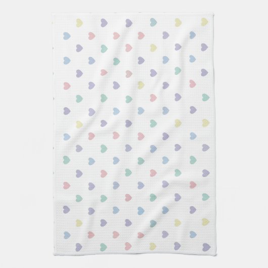 Minimalist Soft Pastel Heart Pattern   キッチンタオル (縦)