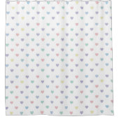 Minimalist Soft Pastel Heart Pattern   シャワーカーテン (正面)