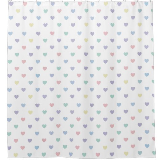 Minimalist Soft Pastel Heart Pattern   シャワーカーテン (正面)