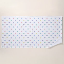 Minimalist Soft Pastel Heart Pattern   ビーチタオル