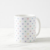 Minimalist Soft Pastel Heart Pattern Couple Name コーヒーマグカップ (正面右)