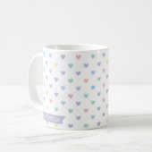 Minimalist Soft Pastel Heart Pattern Couple Name コーヒーマグカップ (正面左)