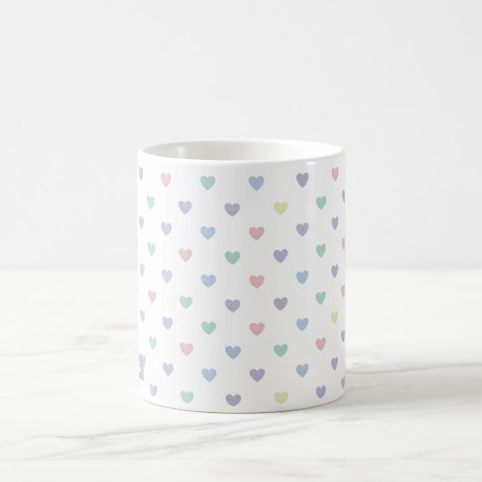 Minimalist Soft Pastel Heart Pattern Couple Name コーヒーマグカップ (中央)