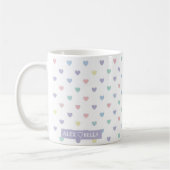 Minimalist Soft Pastel Heart Pattern Couple Name コーヒーマグカップ (左)