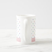 Minimalist Soft Pastel Heart Pattern Couple Name ボーンチャイナマグカップ (裏面)