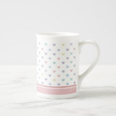 Minimalist Soft Pastel Heart Pattern Couple Name ボーンチャイナマグカップ (右)