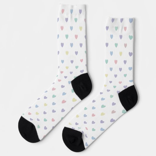 Minimalist Soft Pastel Heart Pattern Crew Socks ソックス (左)