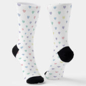 Minimalist Soft Pastel Heart Pattern Crew Socks ソックス (傾斜あり)