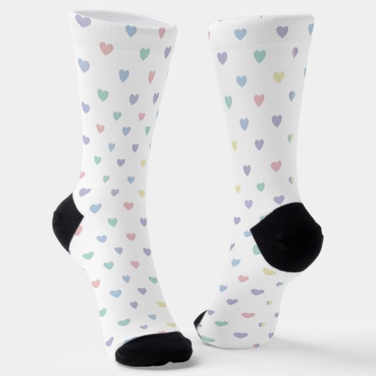 Minimalist Soft Pastel Heart Pattern Crew Socks ソックス (傾斜あり)