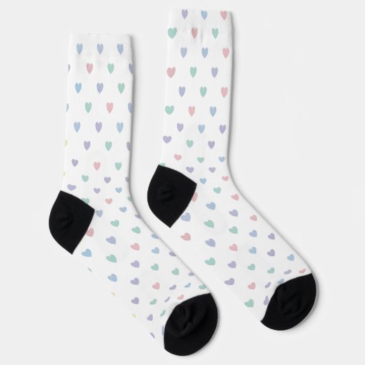 Minimalist Soft Pastel Heart Pattern Crew Socks ソックス (右)