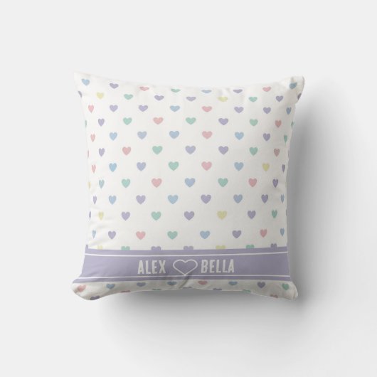 Minimalist Soft Pastel Heart Pattern  Personalized クッション (正面)