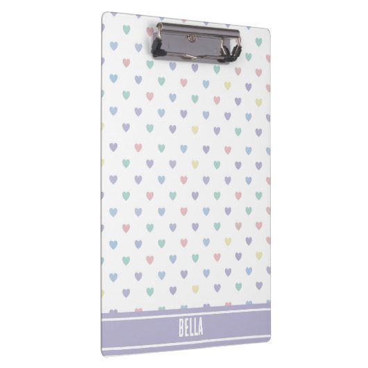 Minimalist Soft Pastel Heart Pattern Personalized クリップボード (右)