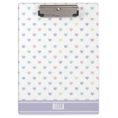 Minimalist Soft Pastel Heart Pattern Personalized クリップボード (正面)