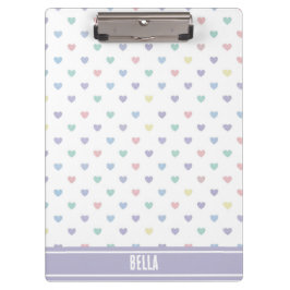 Minimalist Soft Pastel Heart Pattern Personalized クリップボード