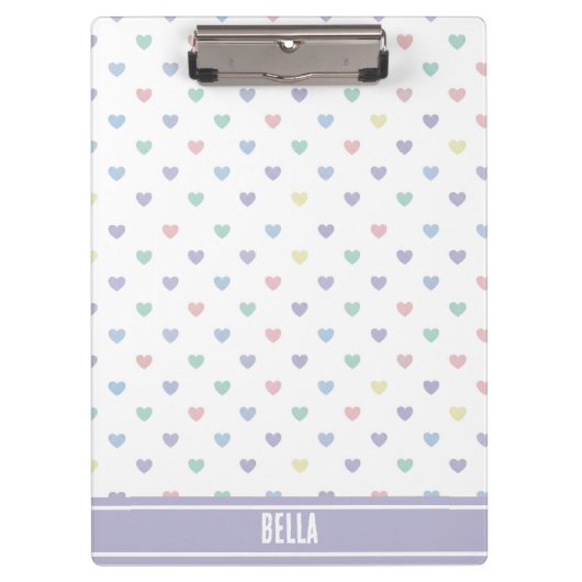 Minimalist Soft Pastel Heart Pattern Personalized クリップボード (正面)