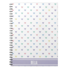 Minimalist Soft Pastel Heart Pattern Personalized ノートブック