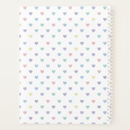 Minimalist Soft Pastel Heart Pattern Personalized プランナー手帳 (裏面)