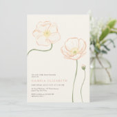 Minimalist Soft Peach Poppy Wildflower Baby Shower 招待状 (スタンド正面)