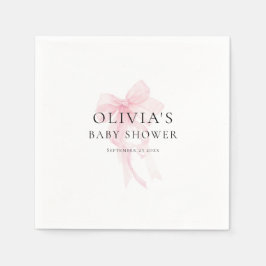 Minimalist Soft Pink Bow Baby Shower スタンダードカクテルナプキン
