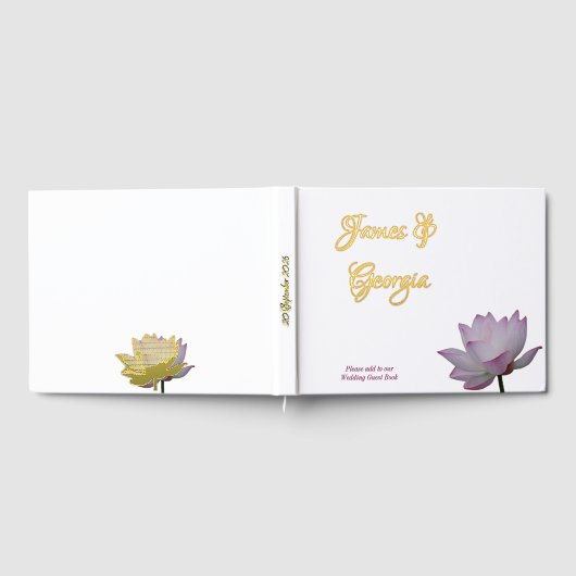 Minimalist soft pink & green lotus Wedding  ゲストブック (全面)