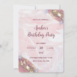 Minimalist Sparkle Birthday Party Invite 招待状