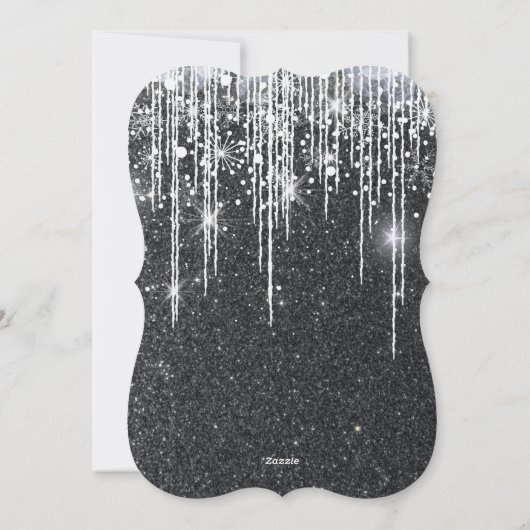 Minimalist Sparkly Black and Silver Christmas 招待状 (裏面)