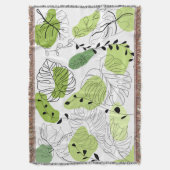 Minimalist Spring Breeze Botanical Doodle スローブランケット (正面縦)