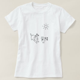 Minimalist Spring Cat Tシャツ