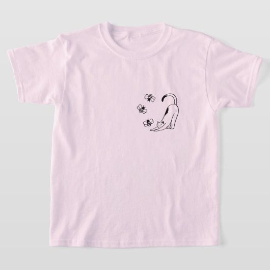 Minimalist Spring Kids Cat  Tシャツ (レイダウン)