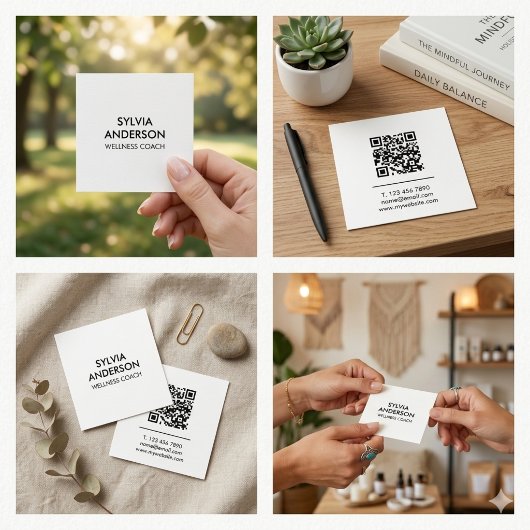 Minimalist Square Business Card with QR Code  スクエア名刺