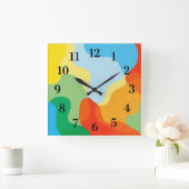 Minimalist Square Wall Clock with Numbers Only スクエア壁時計 (ホーム)