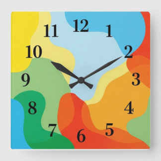 Minimalist Square Wall Clock with Numbers Only スクエア壁時計