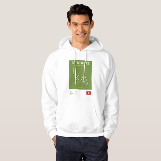 Minimalist St Moritz Bobsleigh Line Print Hoodie パーカ (正面フル)