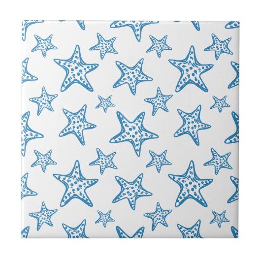 Minimalist Starfish Coastal Pattern (2) タイル (正面)